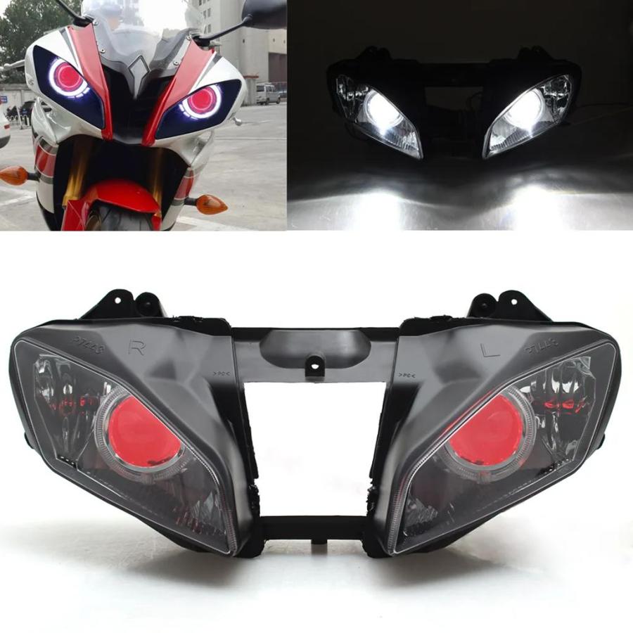 【並行輸入品】バイクアクセサリーヘッドランプカスタム HID プロジェクターヘッドライトアセンブリエンジェルアイ LED ヘッドライトヤマハ YZF R6_4