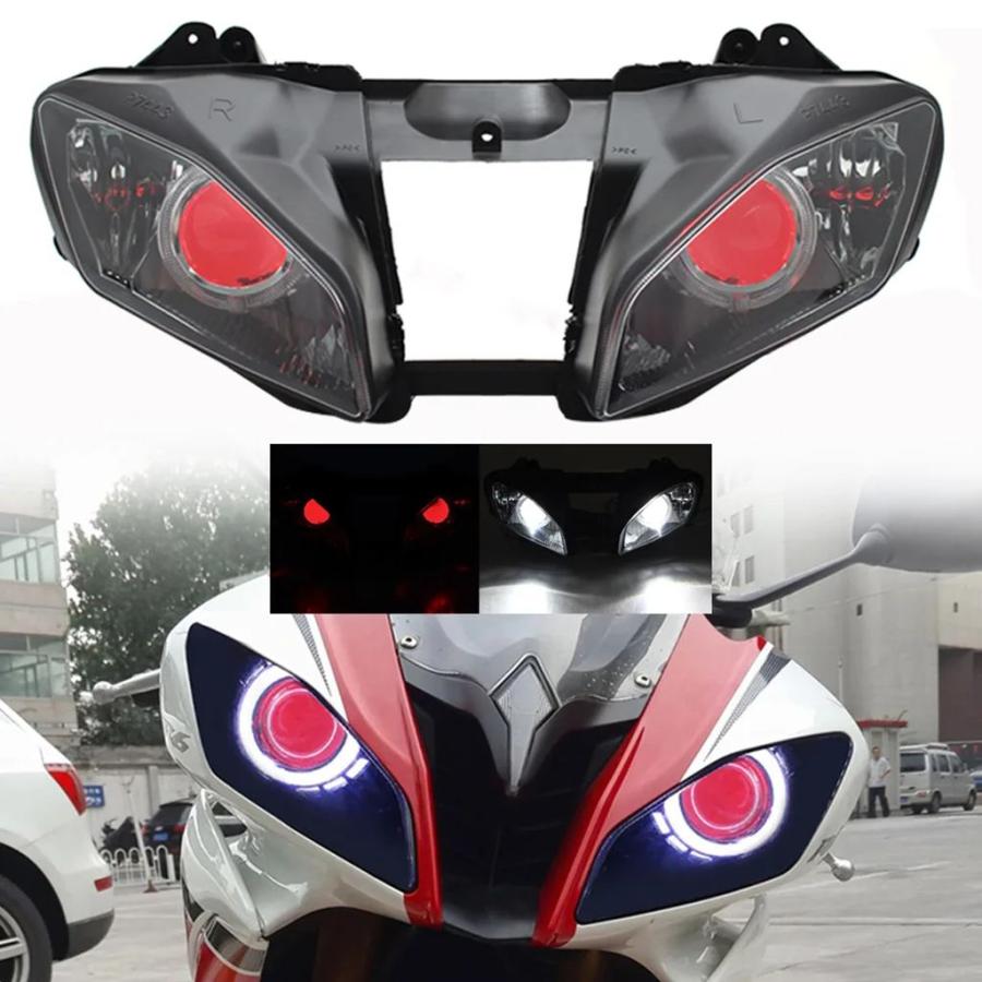 【並行輸入品】バイクアクセサリーヘッドランプカスタム HID プロジェクターヘッドライトアセンブリエンジェルアイ LED ヘッドライトヤマハ YZF R6_5
