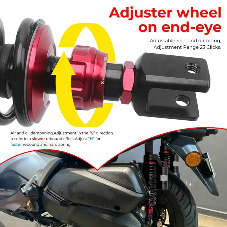 【並行輸入品】バイク 1 ペアエアショックアブソーバーキット黒赤 350 MM固体 + 合金アクセサリーヤマハ XMAX 250 2017-2025の画像