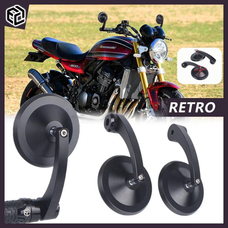 並行輸入品 レトロスタイルバイクバーエンドミラーバックミラー