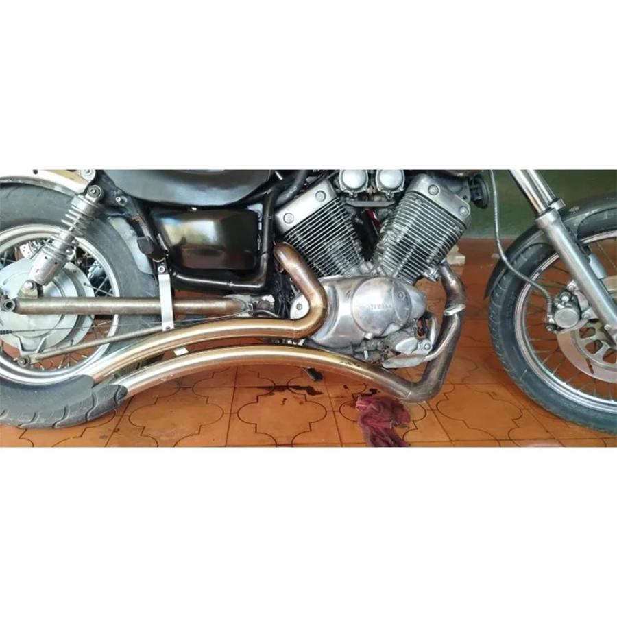 並行輸入品 2 IN 2 フルエキゾーストシステム ラジアスカーブマフラー - /ブラック ヤマハ ビラーゴ 535 XV 400 XV400 1991-1994