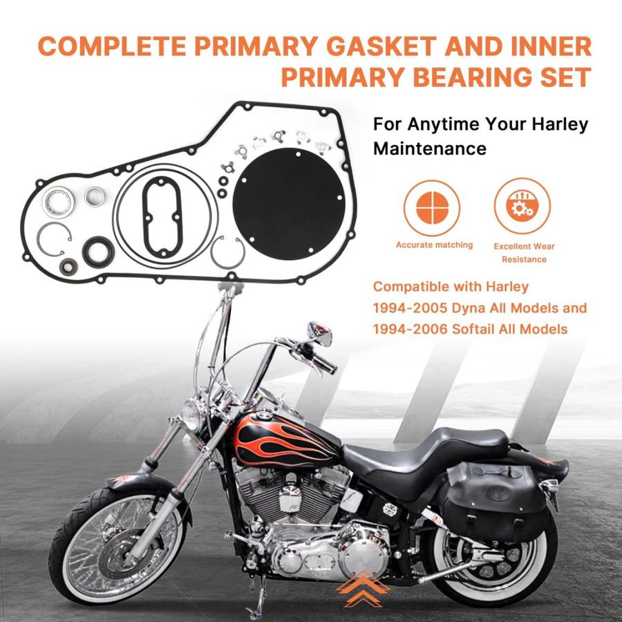 並行輸入品 バイクプライマリーカバーガスケット＆インナープライマリーベアリング交換シールキット_3