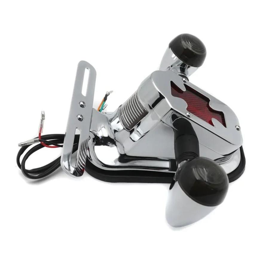 並行輸入品 バイク部品 メタルトゥームストーン/スカルブレーキテール ライトシグナル付き ハーレービッグツイン 05-12 FLSTN デ_11
