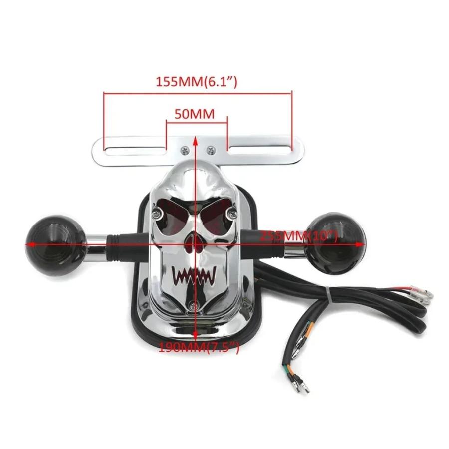 並行輸入品 バイク部品 メタルトゥームストーン/スカルブレーキテール ライトシグナル付き ハーレービッグツイン 05-12 FLSTN デ_12
