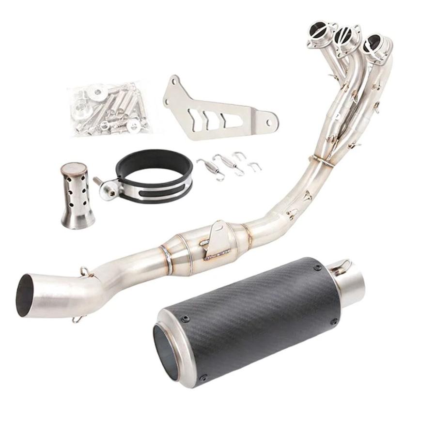 並行輸入品 ヤマハ MT-09 2021-2025 ステンレスエキゾーストフロントパイプ カーボンマフラー エキゾーストシステム_6