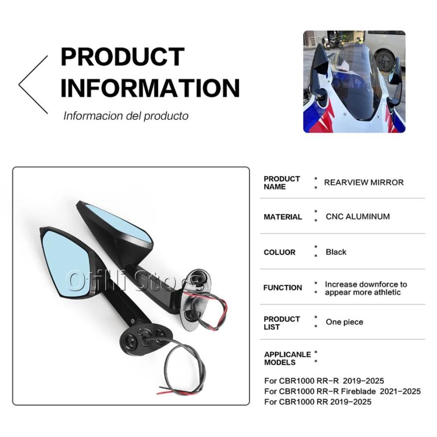 並行輸入品 CBR1000RR バイクバックミラー LED ウィンカーライトホンダ