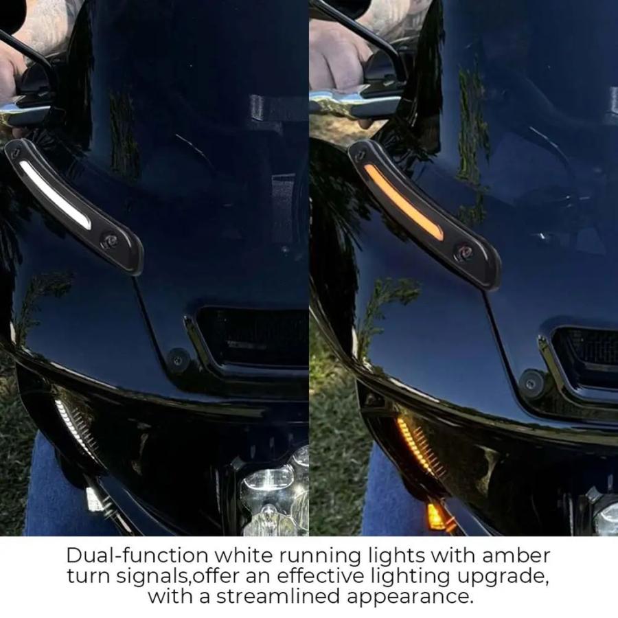 並行輸入品 1ペア簡単装着LEDサイドウィンドシールドDRLウィンカー ハーレーソフテイルローライダーST FXLRST EL DIABLO FXRSTの画像