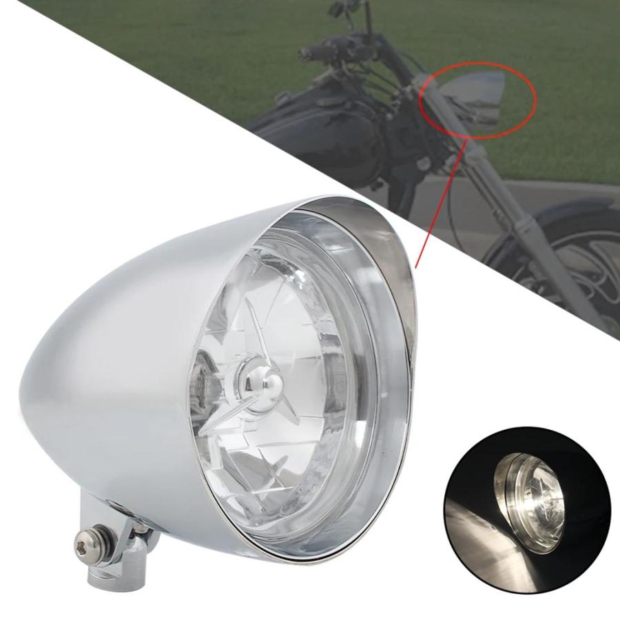 並行輸入品 5-6 インチバイクバイザーフロントヘッドライトランプクリアレンズ H4の画像