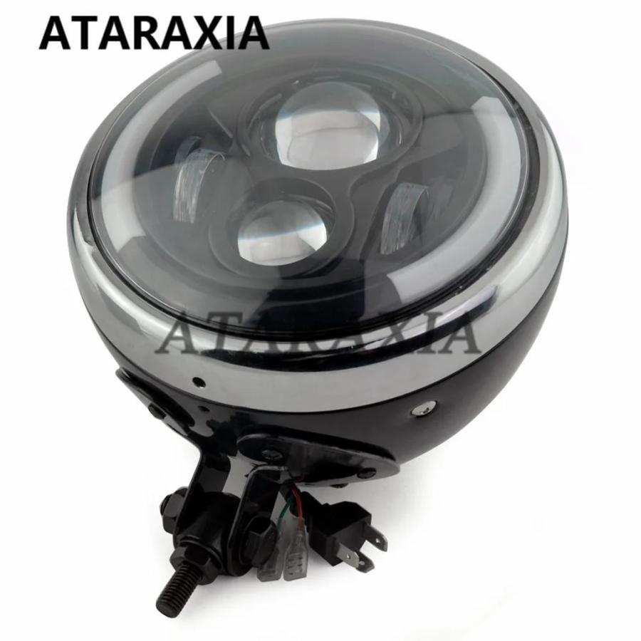 並行輸入品 バイク 7 インチ LED ヘッドライト デイタイムランニングライト付きヘッドランプ ハーレーダビッドソン ツーリング_2