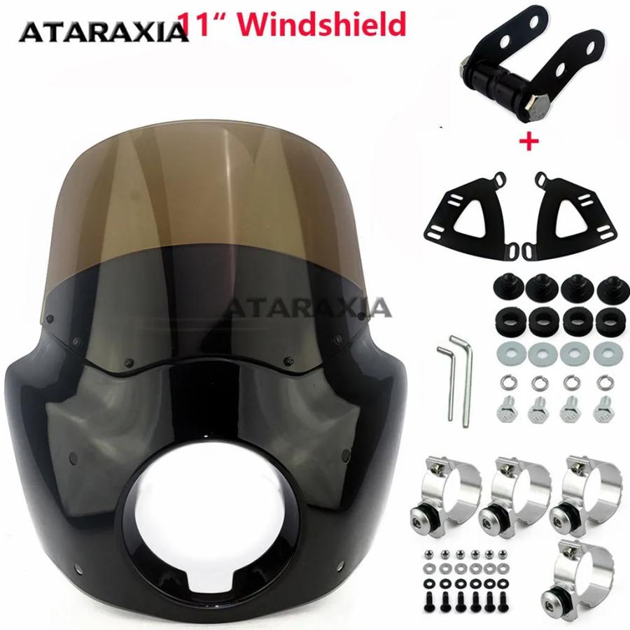 並行輸入品 バイクヘッドライトフェアリングマスク 5 3/4インチ ヘッドランプウィンドシールドカバー フェアリング ハーレーソフ