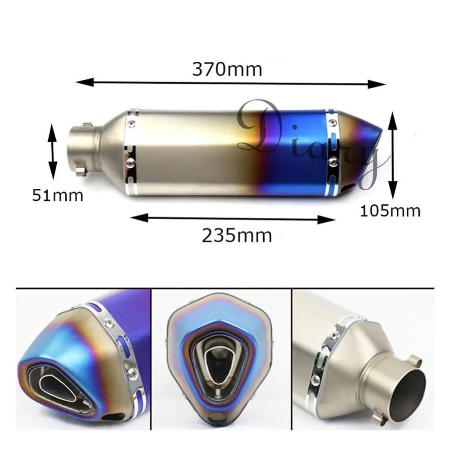 並行輸入品 51 MM汎用バイク排気 DB キラーマフラーレーザーレーシングパイプエスケープモト MT09 MT07 CBR1000 CBR600 Z800 Z90の画像