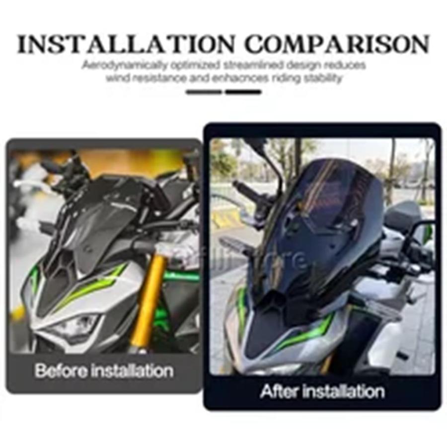 並行輸入品 バイクアクセサリー スポーツウィンドシールドバイザー ブラックグレークリアウィンドスクリーン カワサキ Z900 Z 90_6