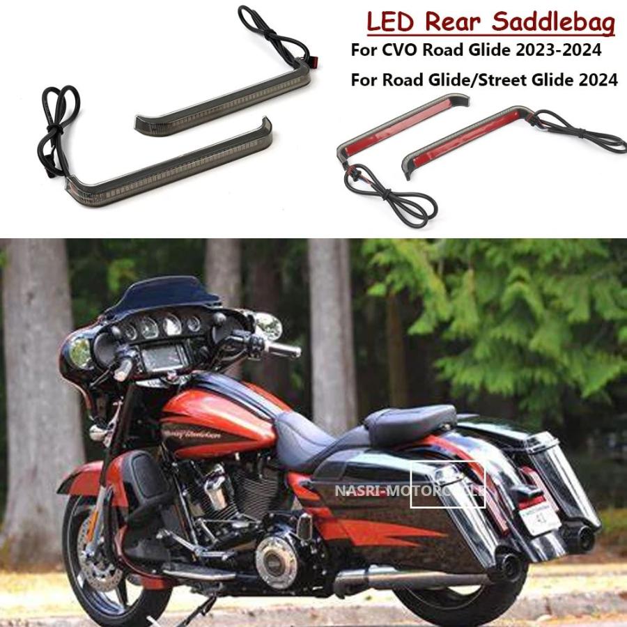 並行輸入品 バイクトレーサーリアサドルバッグLEDインジケーターランニングターンブレーキライトハーレーCVOストリートグライド_3