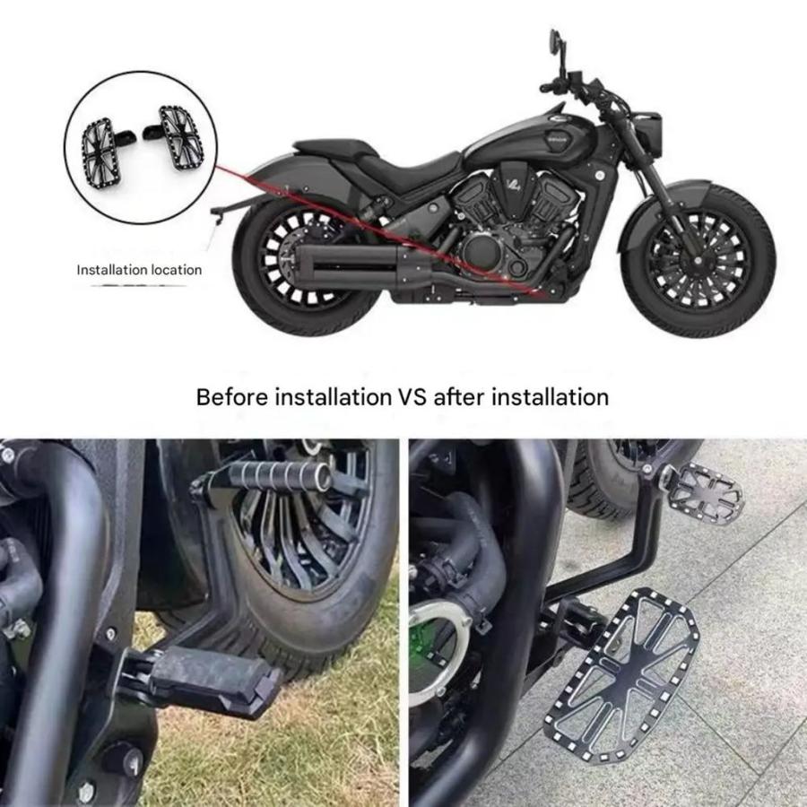 並行輸入品 ベンダナポレオンボブ500バイク部品用フロントリアペダル 助手席用フットレスト 拡大滑り止めペダル_5