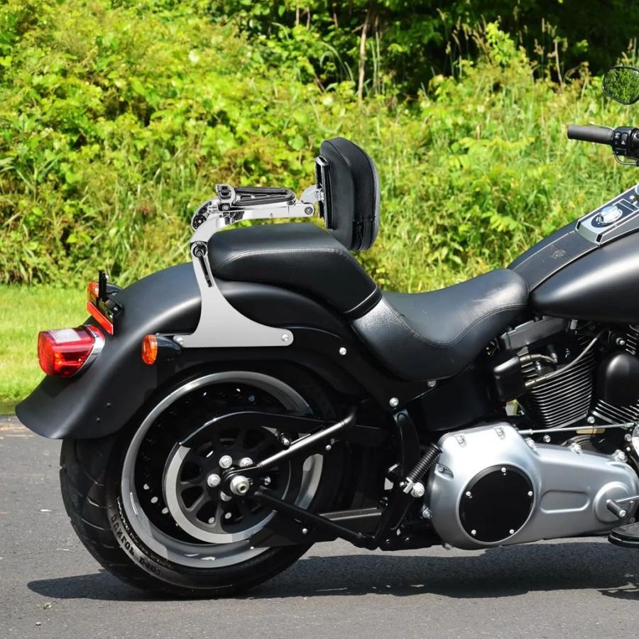 並行輸入品 バイクリアバックレストシーシーバー 2007-2017 ハーレーソフテイル ファットボーイ ナイトトレイン クロスボーンズ_5