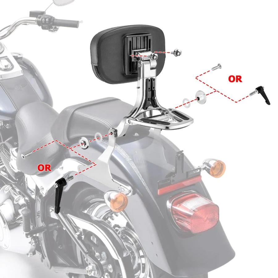 並行輸入品 バイクリアバックレストシーシーバー 2007-2017 ハーレーソフテイル ファットボーイ ナイトトレイン クロスボーンズ_6