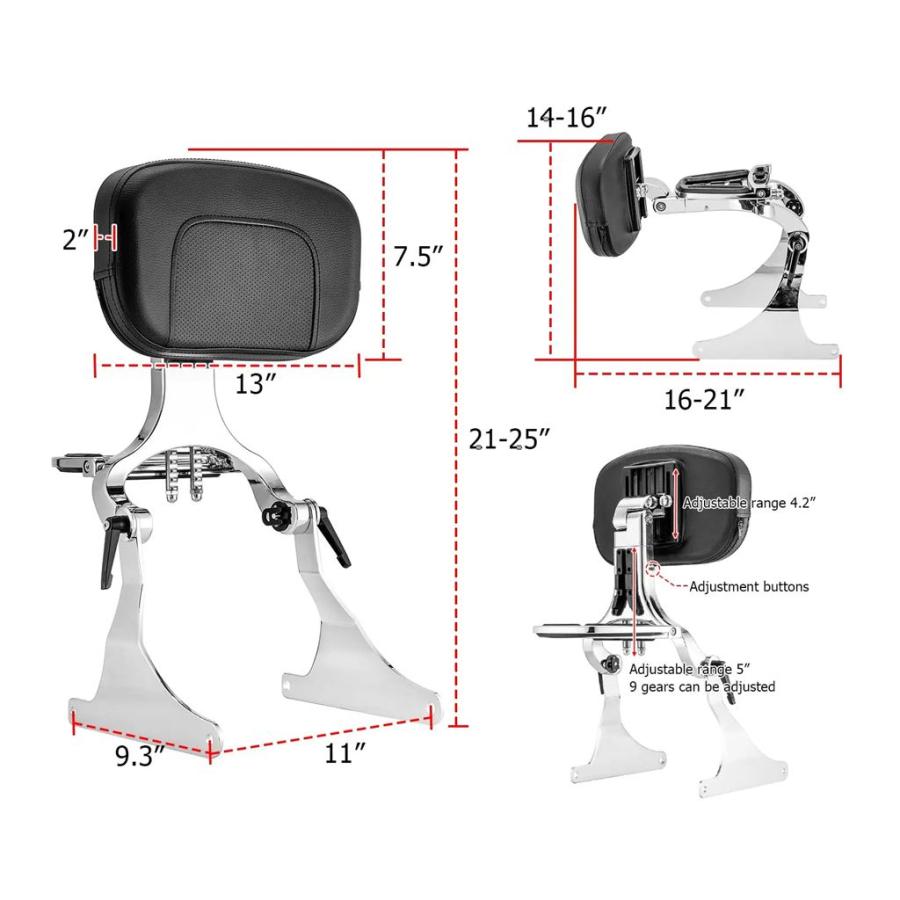 並行輸入品 バイクリアバックレストシーシーバー 2007-2017 ハーレーソフテイル ファットボーイ ナイトトレイン クロスボーンズ_8