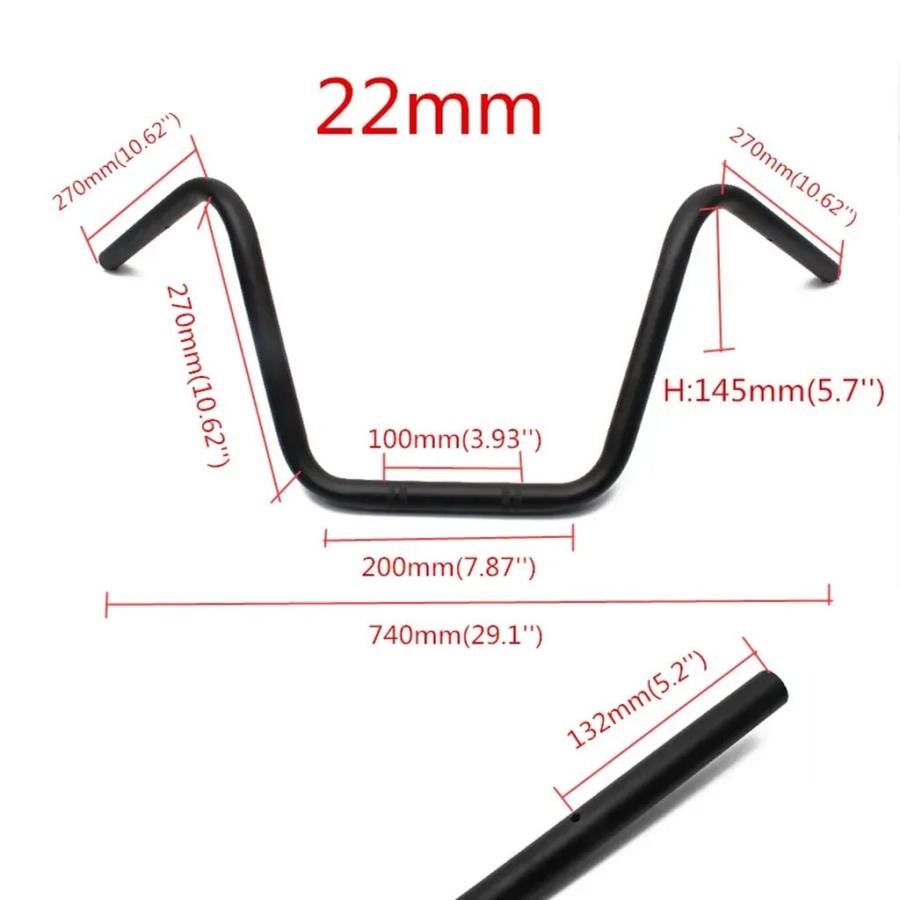 並行輸入品 バイクハイライダーハンドルバー ブラック ホンダ カワサキ スズキ ハーレー チョッパー ボバー カフェレーサー 7/8