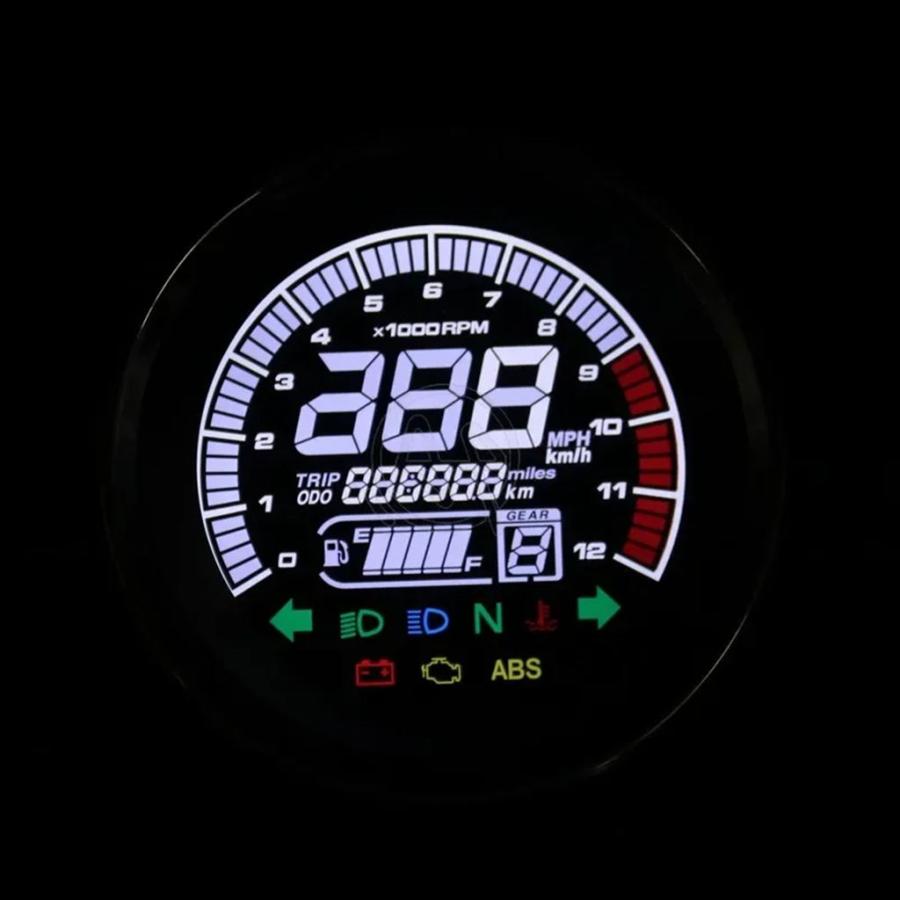 並行輸入品 バイク用LCDデジタルランニング距離計 12V スピード計 タコメーター 温度計 燃料計 バイク水準器_5