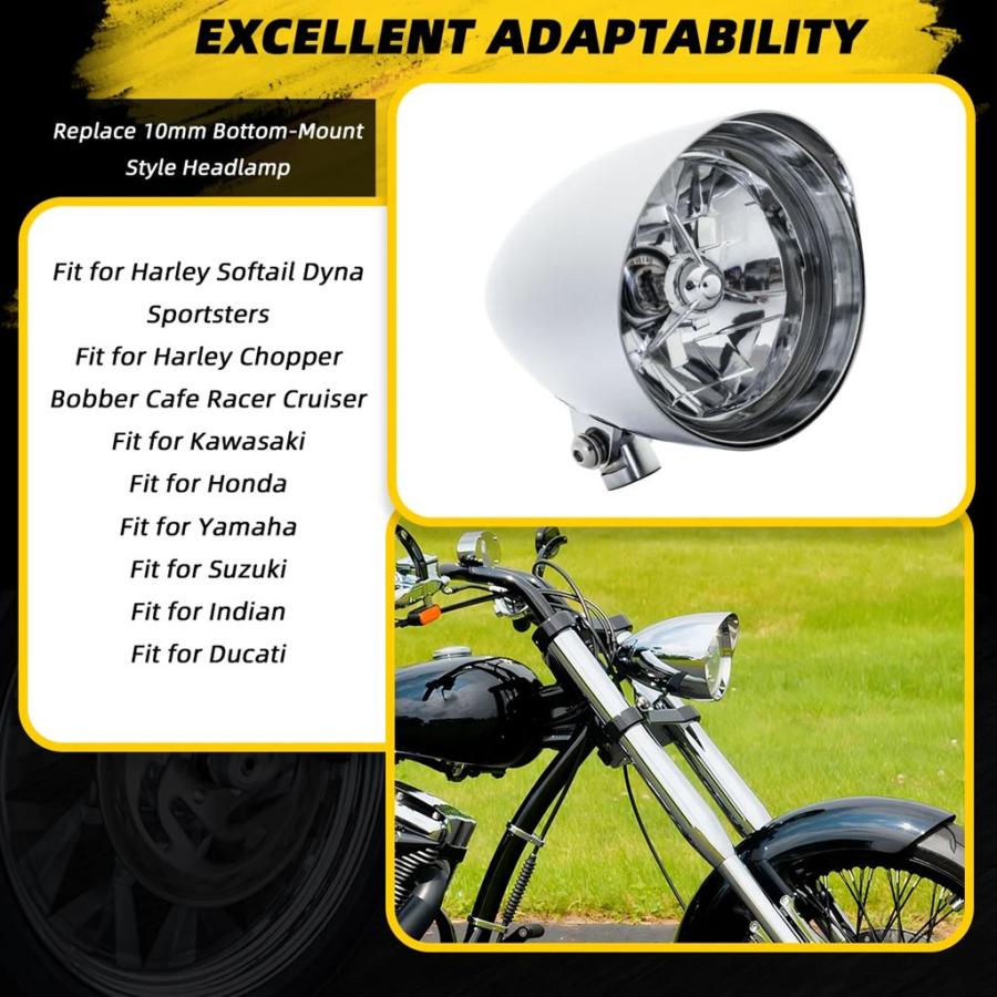 並行輸入品 VINTGMT 5.75インチ バイクヘッドライト H4 バルブ/LED