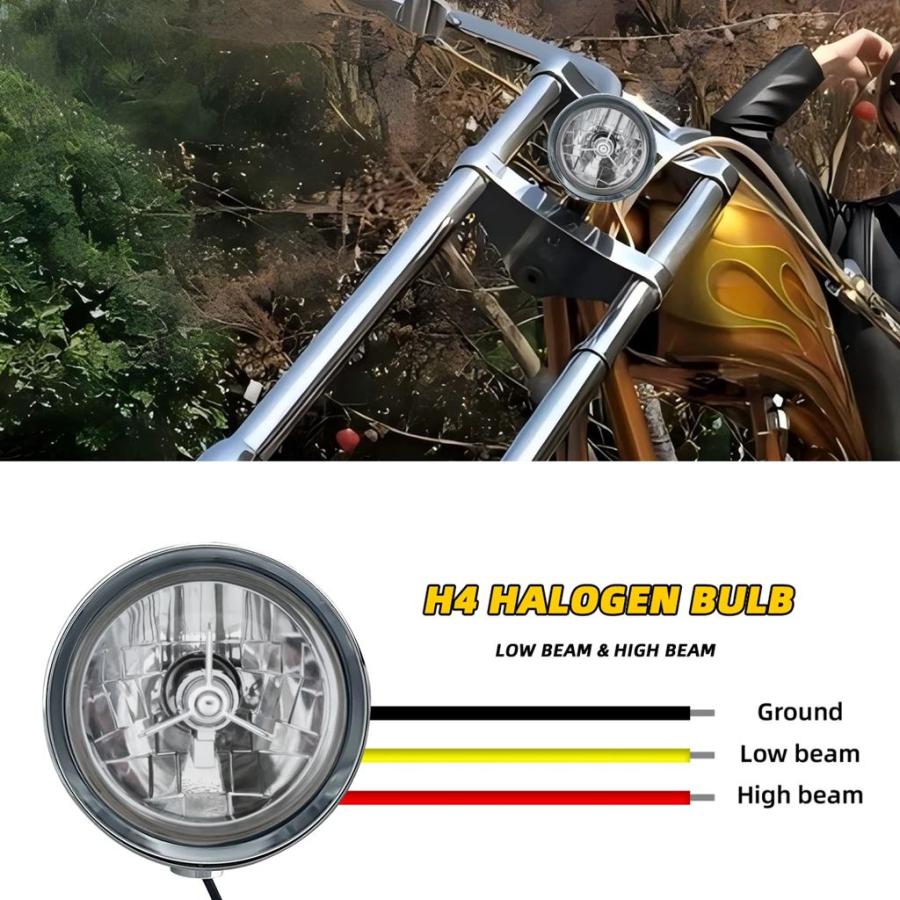 並行輸入品 VINTGMT 5.75インチ バイクヘッドライト H4 バルブ/LED