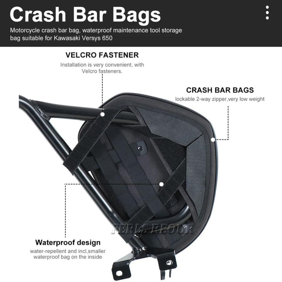 並行輸入品 バイククラッシュバーバッグ防水リペアツール配置バッグカワサキ ヴェルシス 650 ヴェルシス650 ヴェルシス 650_5