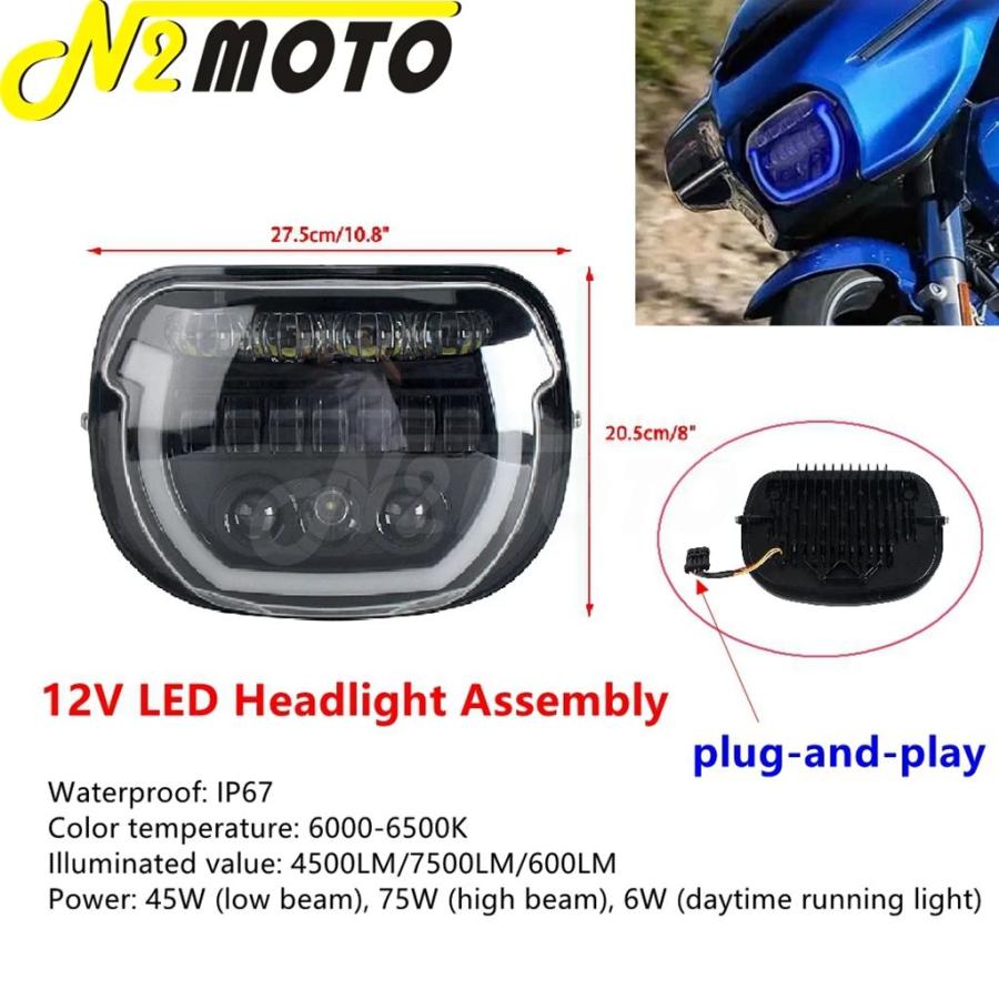 【並行輸入品】バイク LED ヘッドライトアセンブリフロントライトハーレーツーリングストリートグライド CVO/SE FLHXSE FLHX/I ウルトラ FLHXU 2023 2024の画像