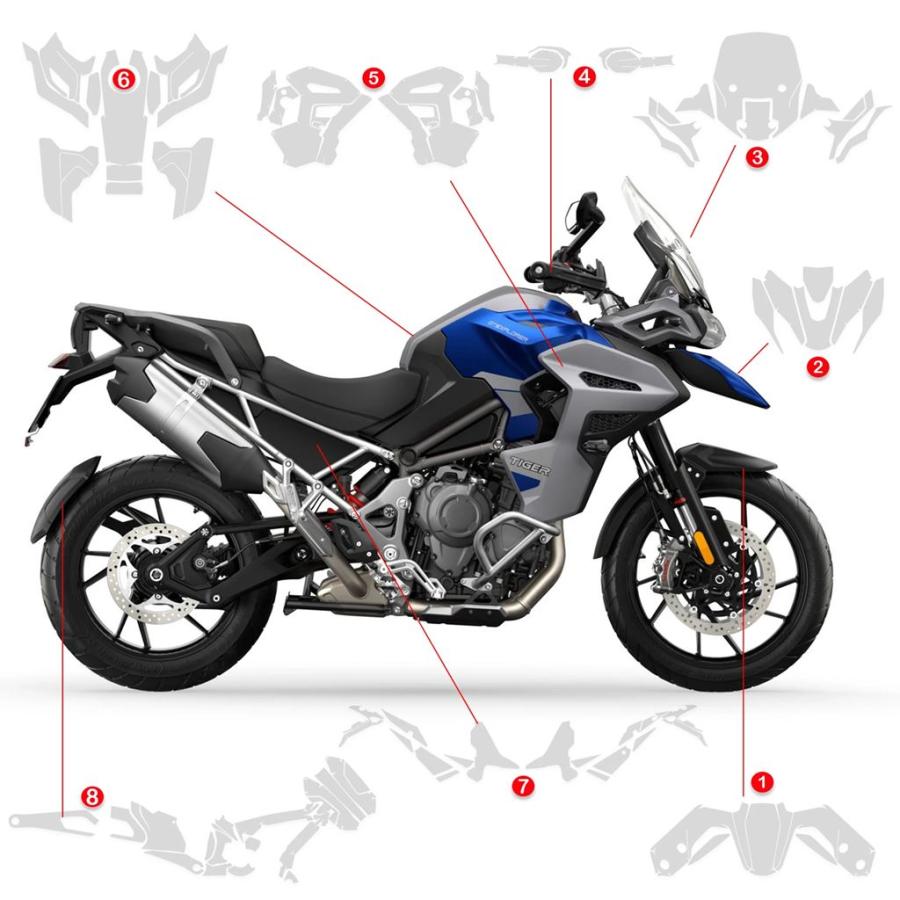 並行輸入品 バイク目見え衣類保護フィルム PPF タイガー 1200 GT エクスプローラー/ラリー エクスプローラー 2022-2026 アンチス_13