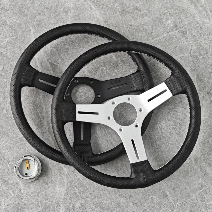 ステアリング　3スポーク　13インチ　330mm 並行輸入品】汎用 13 インチ 330 mmレザーステアリングホイール