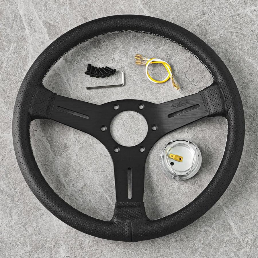 並行輸入品】汎用 13 インチ 330 mmレザーステアリングホイール