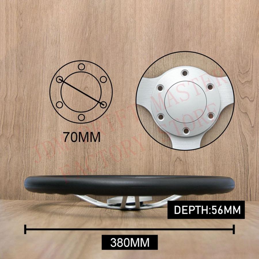 【並行輸入品】15 インチ 380 mm JDM PU Sim レーシングステアリングホイールゲームスポーツステアリングホイールスポーク VW ...
