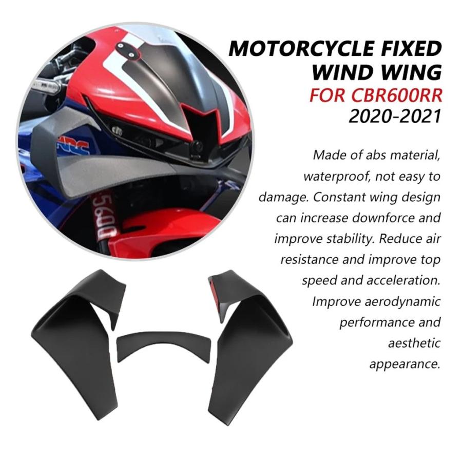 【並行輸入品】CBR600RR バイクフロントスポイラー CBR600RR CBR 600RR 2020-2025 2024 2023 バイクフェアリング固定翼空力ウイングレット_3