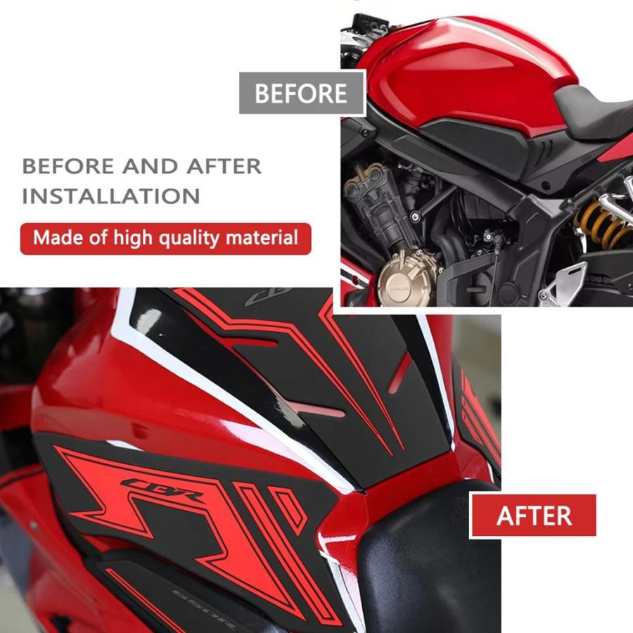 タンクサイドステッカー ブラック(ブラック): 純正アクセサリー・カスタマイズパーツ｜HondaGO BIKE GEAR バイクのタンクパッドステッカー  オートバイのサイドタンクパッド保護グリップトラクション アクセサリー CB650R 2019-202 オートバイステッカー アクセサリー サイドタンクパッド保護 CB650R 2019-2024用 トラクションパッド用デカール