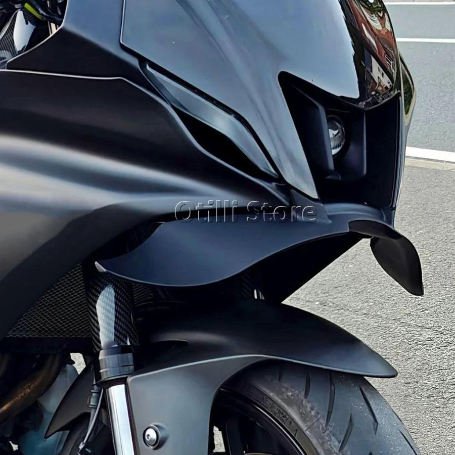並行輸入品】バイク黒フロントフェアリングウイングレット空力ウイング