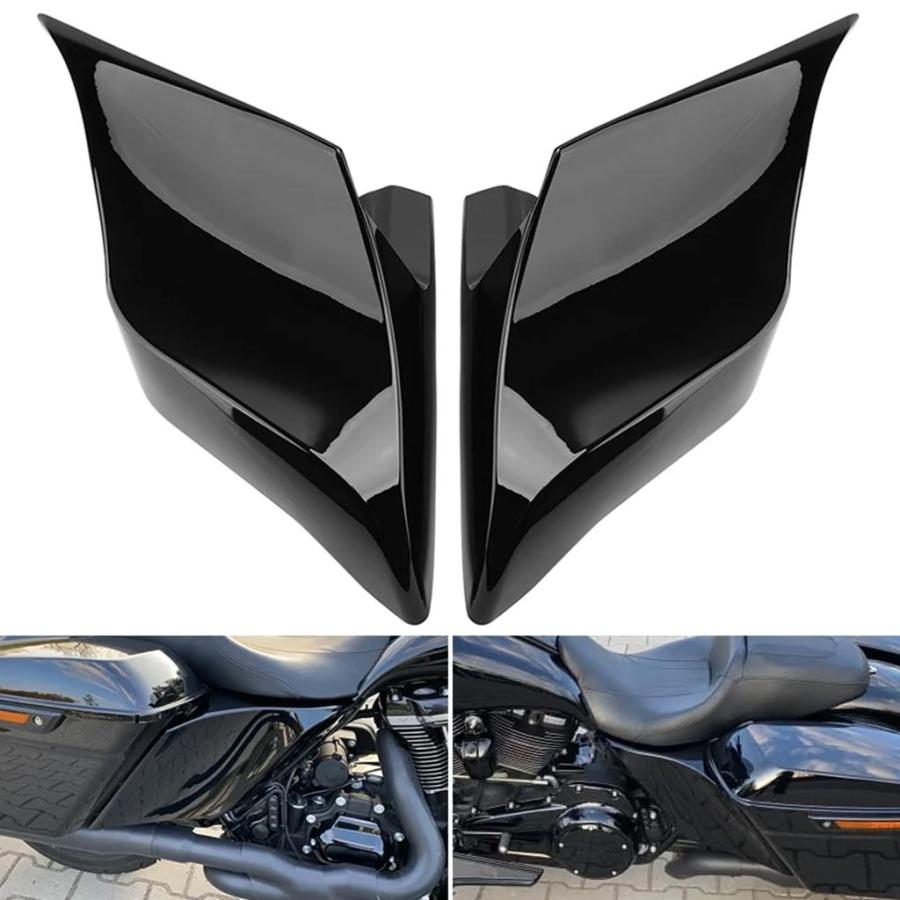 【並行輸入品】バイク ABS プラスチックストレッチ拡張サイドカバーパネル黒ハーレーツーリングエレクトラストリートグライドロードキング 2014-2023_2