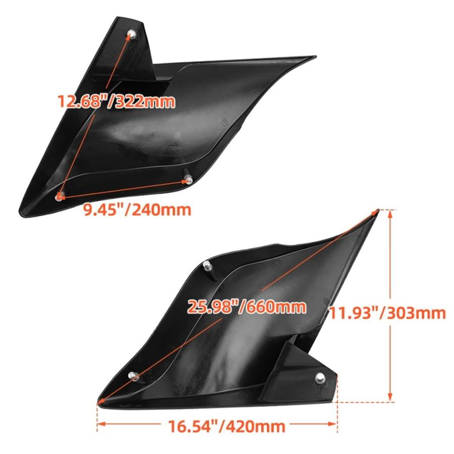 【並行輸入品】バイク ABS プラスチックストレッチ拡張サイドカバーパネル黒ハーレーツーリングエレクトラストリートグライドロードキング 2014-2023_4