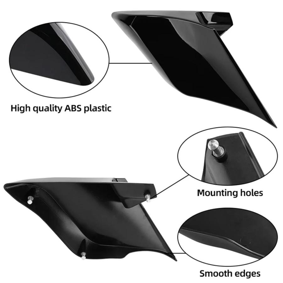 【並行輸入品】バイク ABS プラスチックストレッチ拡張サイドカバーパネル黒ハーレーツーリングエレクトラストリートグライドロードキング 2014-2023_5
