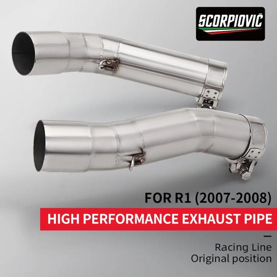 【並行輸入品】スリップ R1 YZF-R1 2007-2008 バイク排気エスケープモトマフラー DB キラーミッドリンクパイプ_3