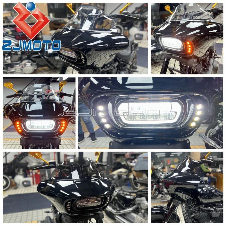 【並行輸入品】バイク用LEDヘッドライトカウル バットウィングフェアリング ウインカー ランニングライト ハーレーソフテイル ファットボブ114 fxfbs 18-24の画像