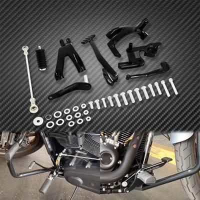 【並行輸入品】 バイクフロントコントロールフットペダルキット アルミニウム ブラック ハーレーソフテイル ローライダー fxlrストリートボブ fxbb 2018-2023の画像