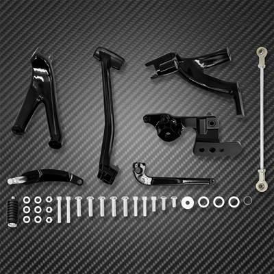 【並行輸入品】 バイクフロントコントロールフットペダルキット アルミニウム ブラック ハーレーソフテイル ローライダー fxlrストリートボブ fxbb 2018-2023の画像