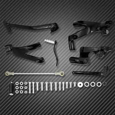 【並行輸入品】 バイクフロントコントロールフットペダルキット アルミニウム ブラック ハーレーソフテイル ローライダー fxlrストリートボブ fxbb 2018-2023の画像