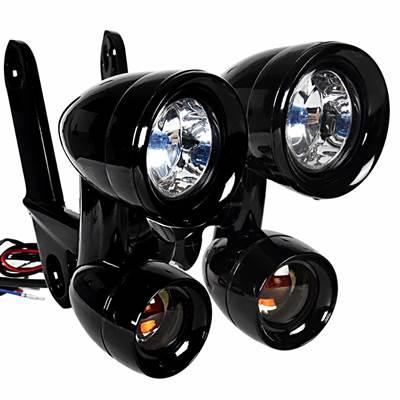 【並行輸入品】 ハーレーエレクトラストリートグライドflh/t flhx flhr 1996-2013用ヘッドライトウィンカー 光沢フェアリング マウントライトの画像