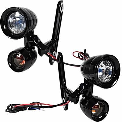 【並行輸入品】 ハーレーエレクトラストリートグライドflh/t flhx flhr 1996-2013用ヘッドライトウィンカー 光沢フェアリング マウントライトの画像