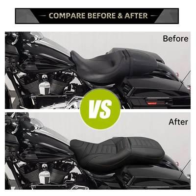 【並行輸入品】 ハーレーツーリングトライグライドロードcvoストリートエレクトラ2009-2022 2アップバイクドライバ助手席黒puレザークッションの画像