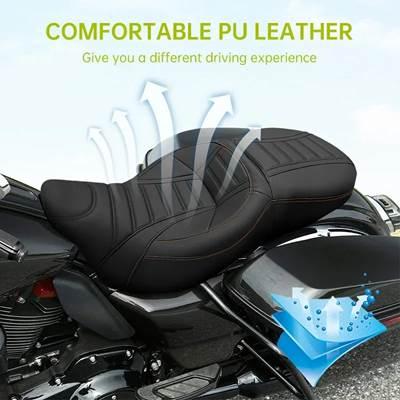 【並行輸入品】 ハーレーツーリングトライグライドロードcvoストリートエレクトラ2009-2022 2アップバイクドライバ助手席黒puレザークッションの画像