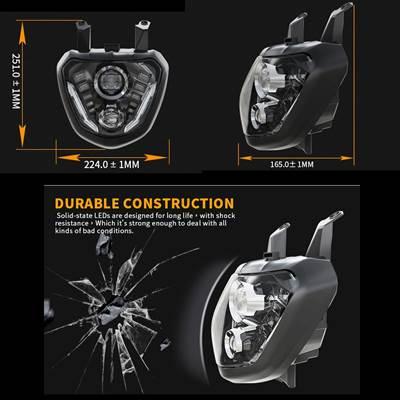 【並行輸入品】 ヤマハMT07 2014-2017 fz07 fz mt 07用ヘッドライトアセンブリ 高輝度 24 92W FZ-07 MT-07の画像