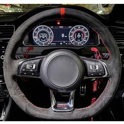 並行輸入品】 フォルクスワーゲンステアリングホイールカバー 本革 黒