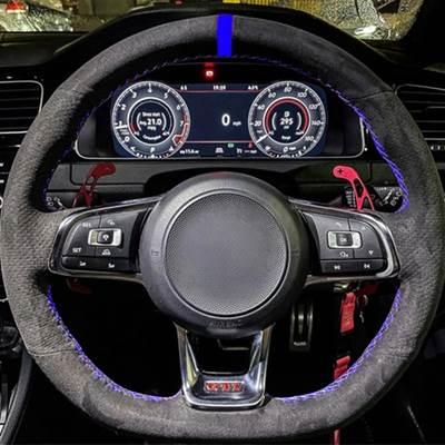 並行輸入品】 フォルクスワーゲンステアリングホイールカバー 本革 黒