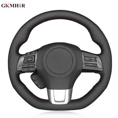並行輸入品】 手縫いブラック人工革ステアリングホイールカバースバル